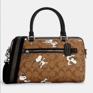 Coach X Peanuts Rowan Satchel In Signature Canvas With Snoopy Print